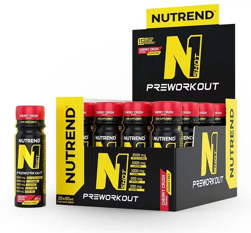 Nutrend N1 Shot Pre-Workout, 20 × 60 ml Fläschchen , verschiedene Geschmacksrichtungen Metasport
