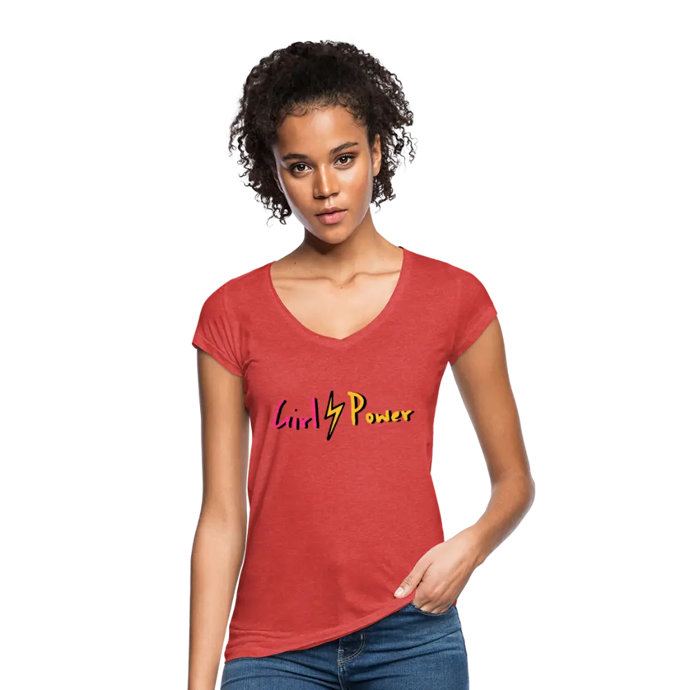 individuelles Frauen Vintage T-Shirt - Rot meliert