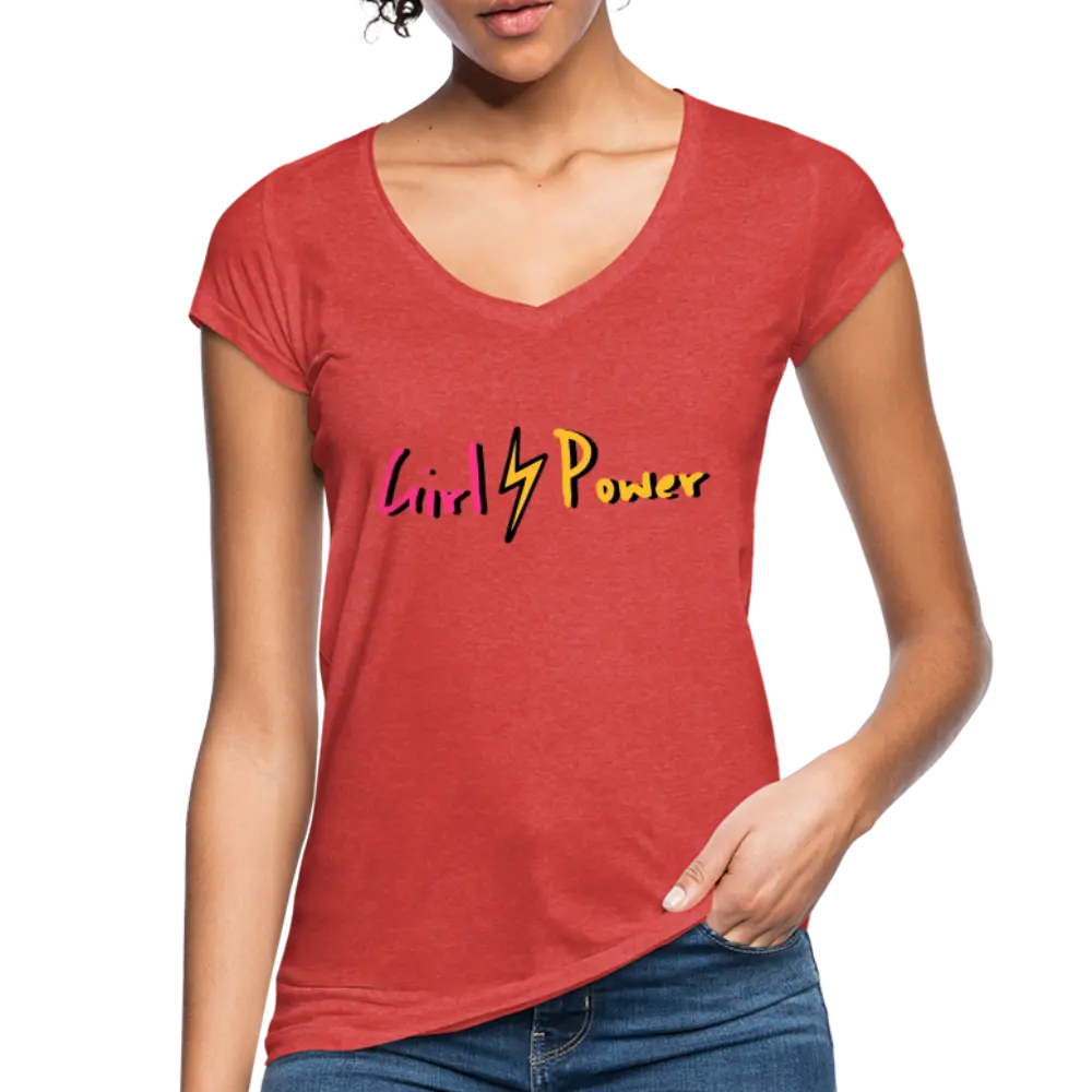 individuelles Frauen Vintage T-Shirt - Rot meliert