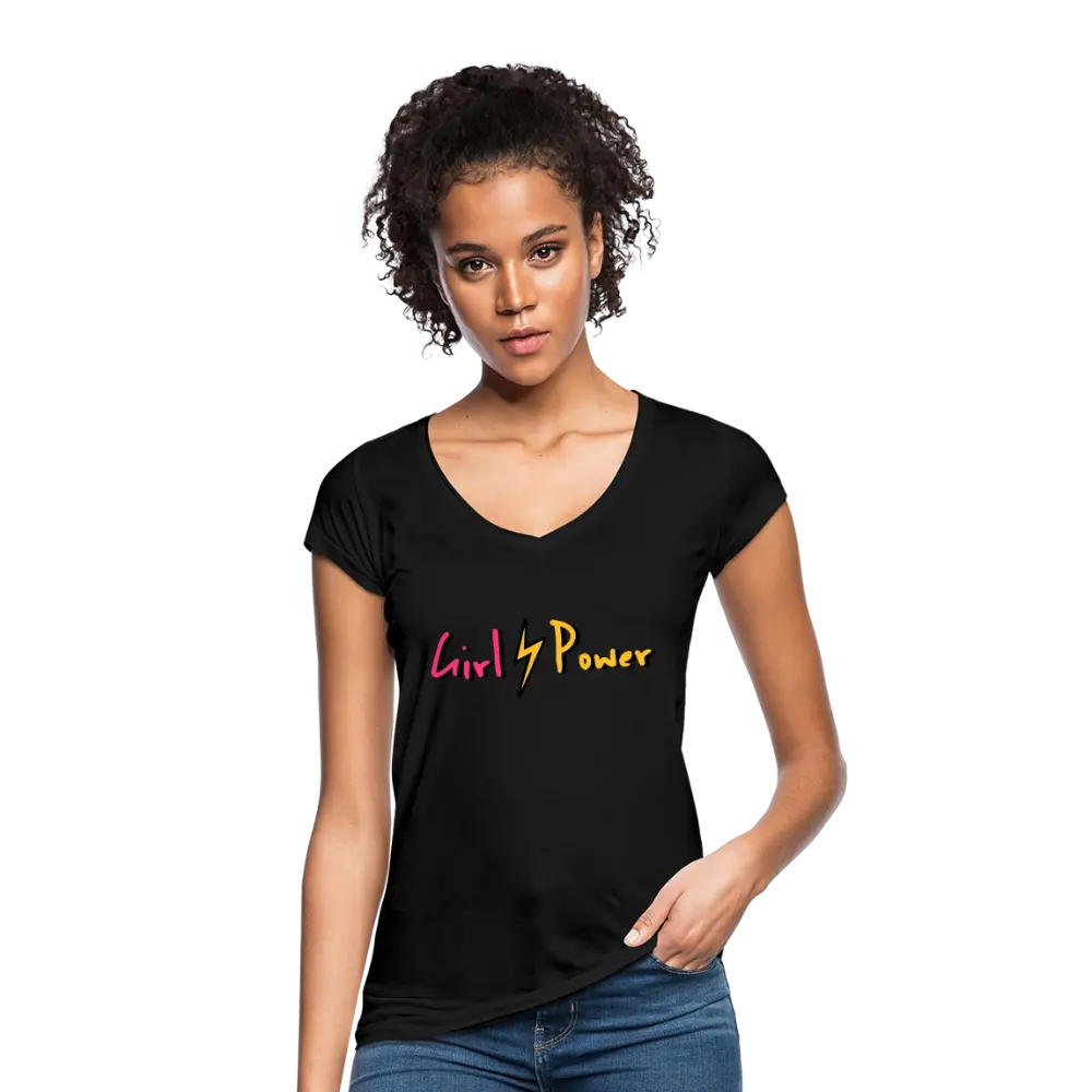 individuelles Frauen Vintage T-Shirt - Schwarz