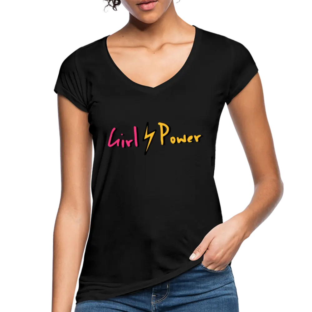 individuelles Frauen Vintage T-Shirt - Schwarz