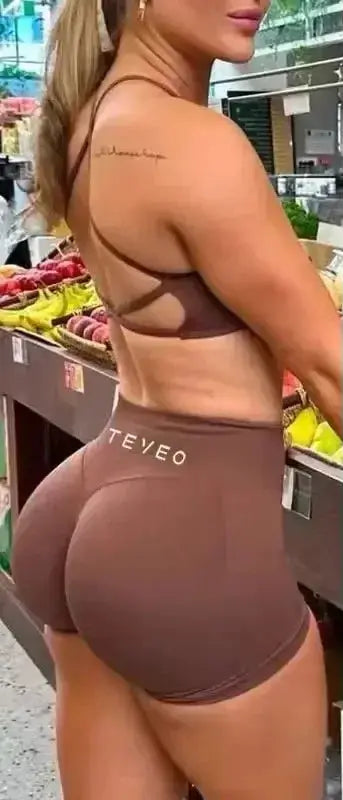 2025Teeveo Damen Radsport-Shorts, hochintensive Fitness-Shorts über Sport-Shorts, Pfirsich-Po-Lift-Leggings Ethics Sports