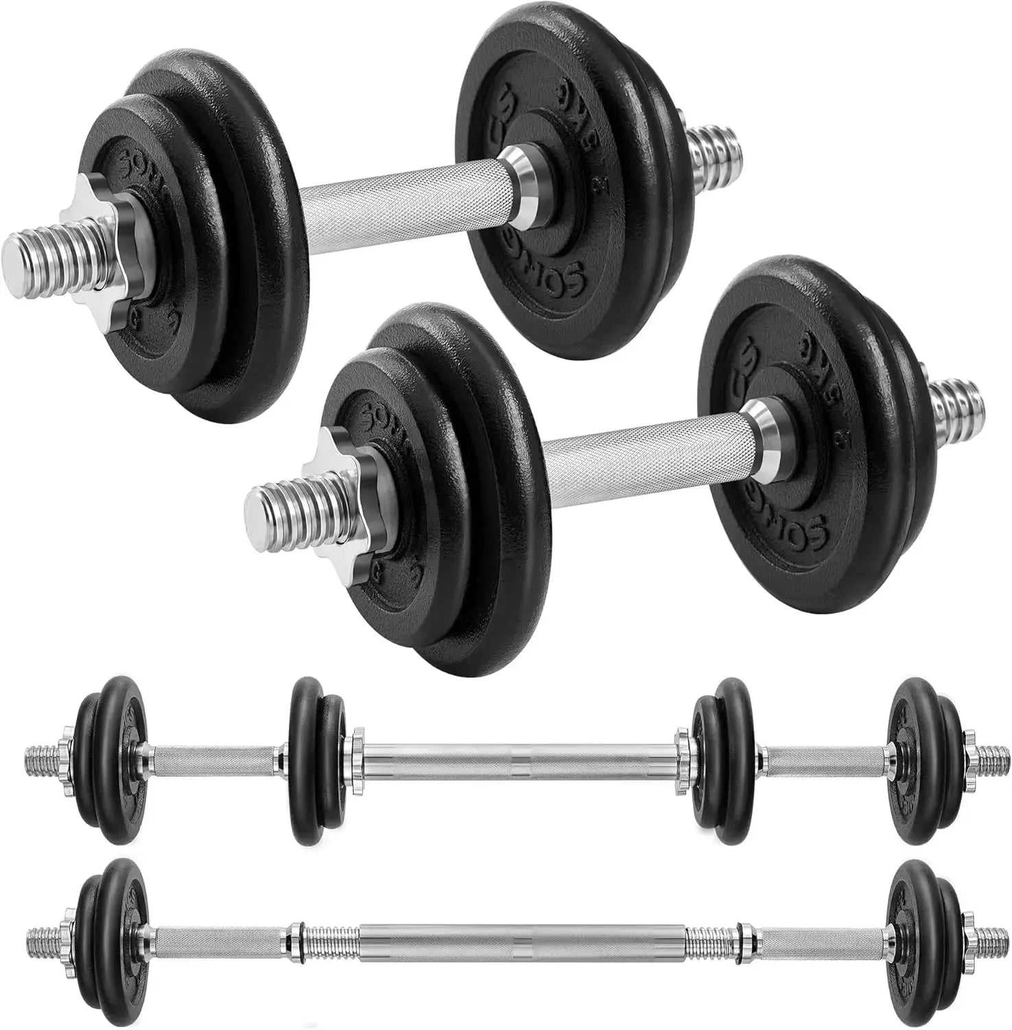 "Adjustable cast iron dumbbell set with connecting tube for men and women, ideal for workouts, fitness training, and weight lift Ethics-Sports