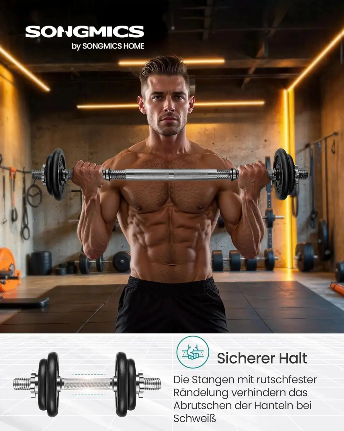 "Adjustable cast iron dumbbell set with connecting tube for men and women, ideal for workouts, fitness training, and weight lift Ethics-Sports