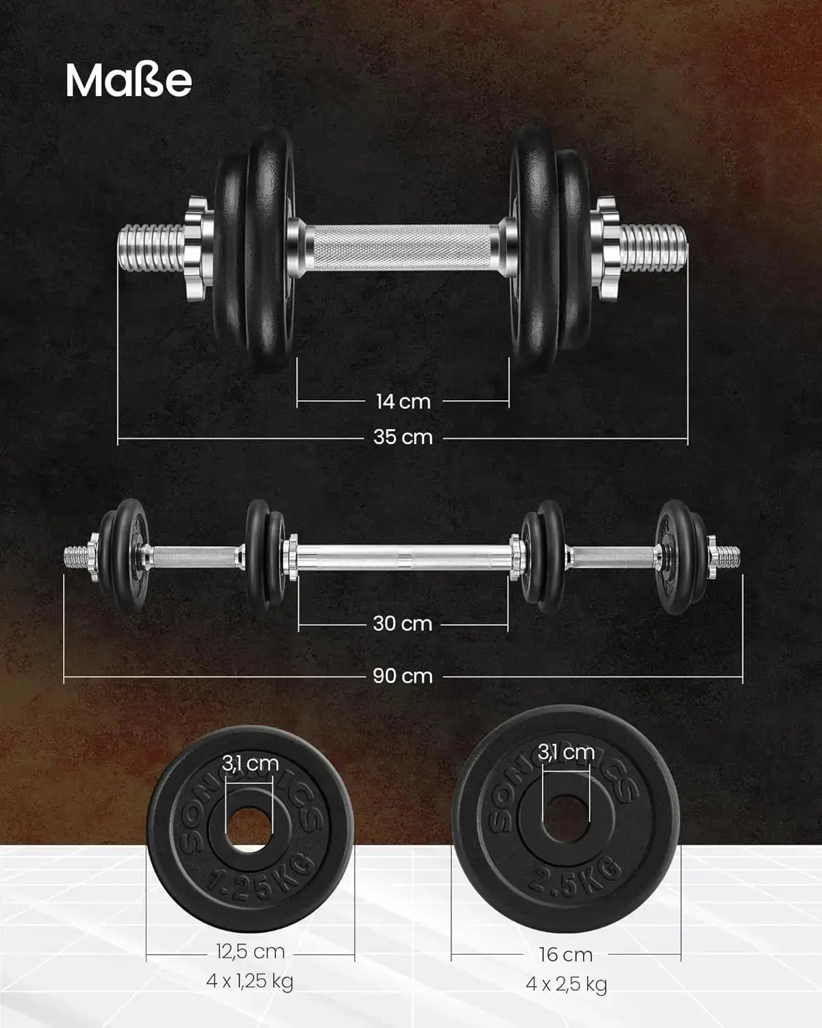 "Adjustable cast iron dumbbell set with connecting tube for men and women, ideal for workouts, fitness training, and weight lift Ethics-Sports