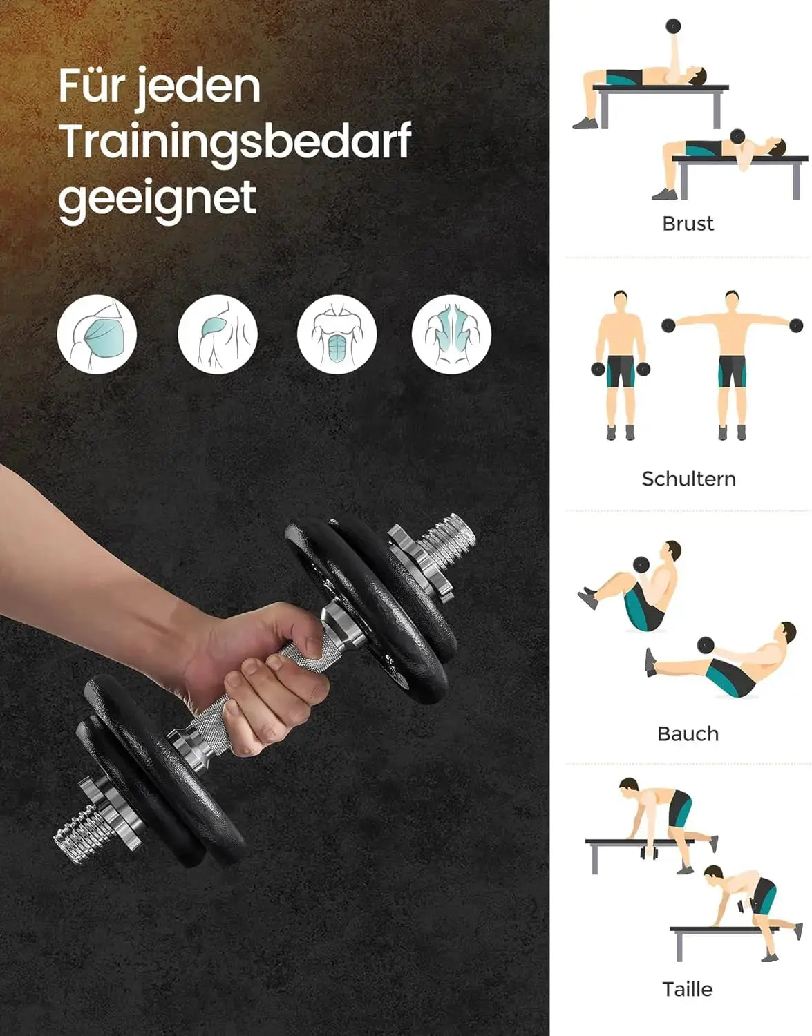 "Adjustable cast iron dumbbell set with connecting tube for men and women, ideal for workouts, fitness training, and weight lift Ethics-Sports