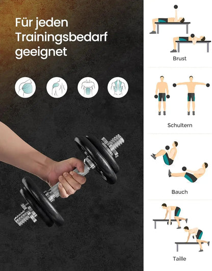 "Adjustable cast iron dumbbell set with connecting tube for men and women, ideal for workouts, fitness training, and weight lift Ethics-Sports