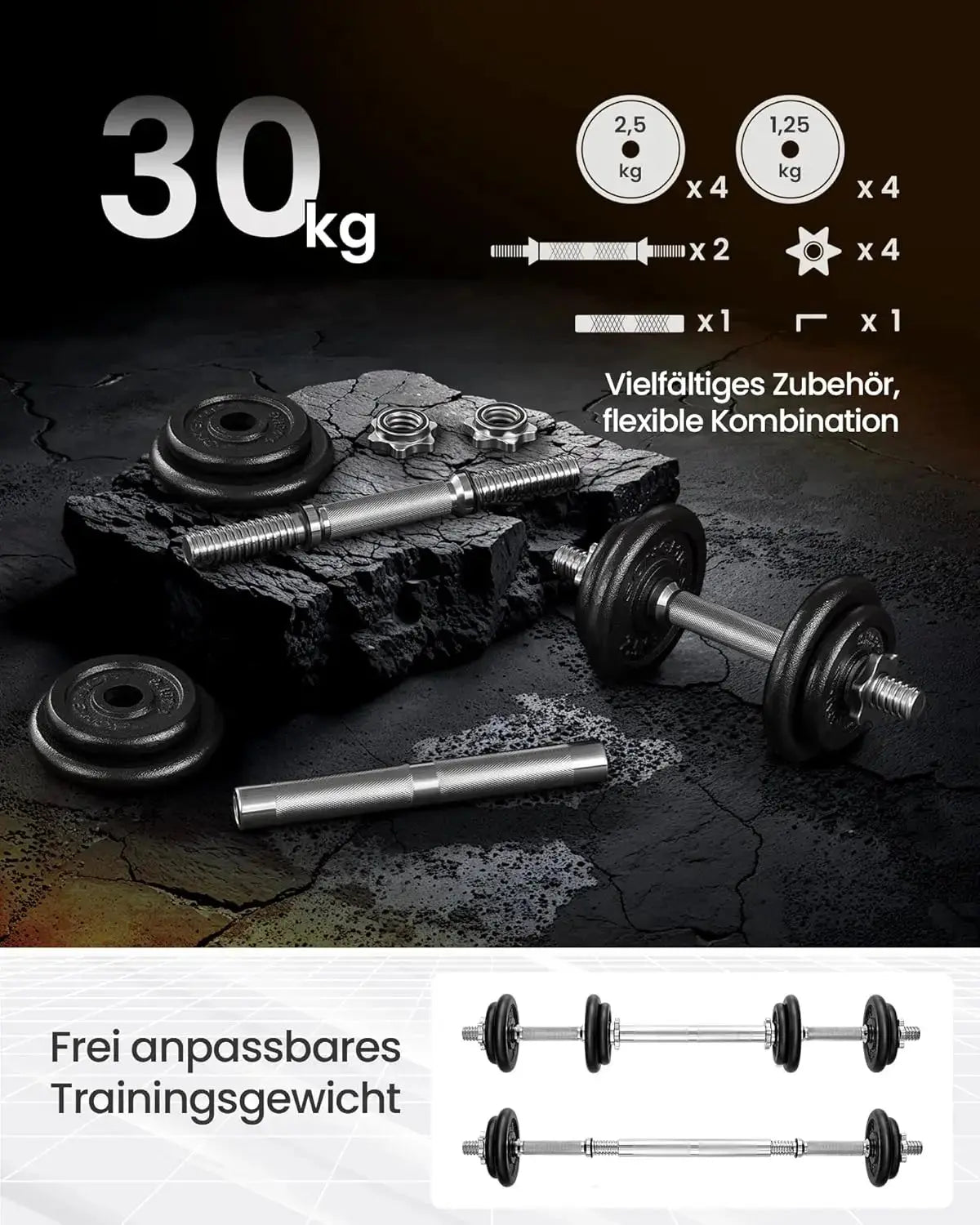 "Adjustable cast iron dumbbell set with connecting tube for men and women, ideal for workouts, fitness training, and weight lift Ethics-Sports