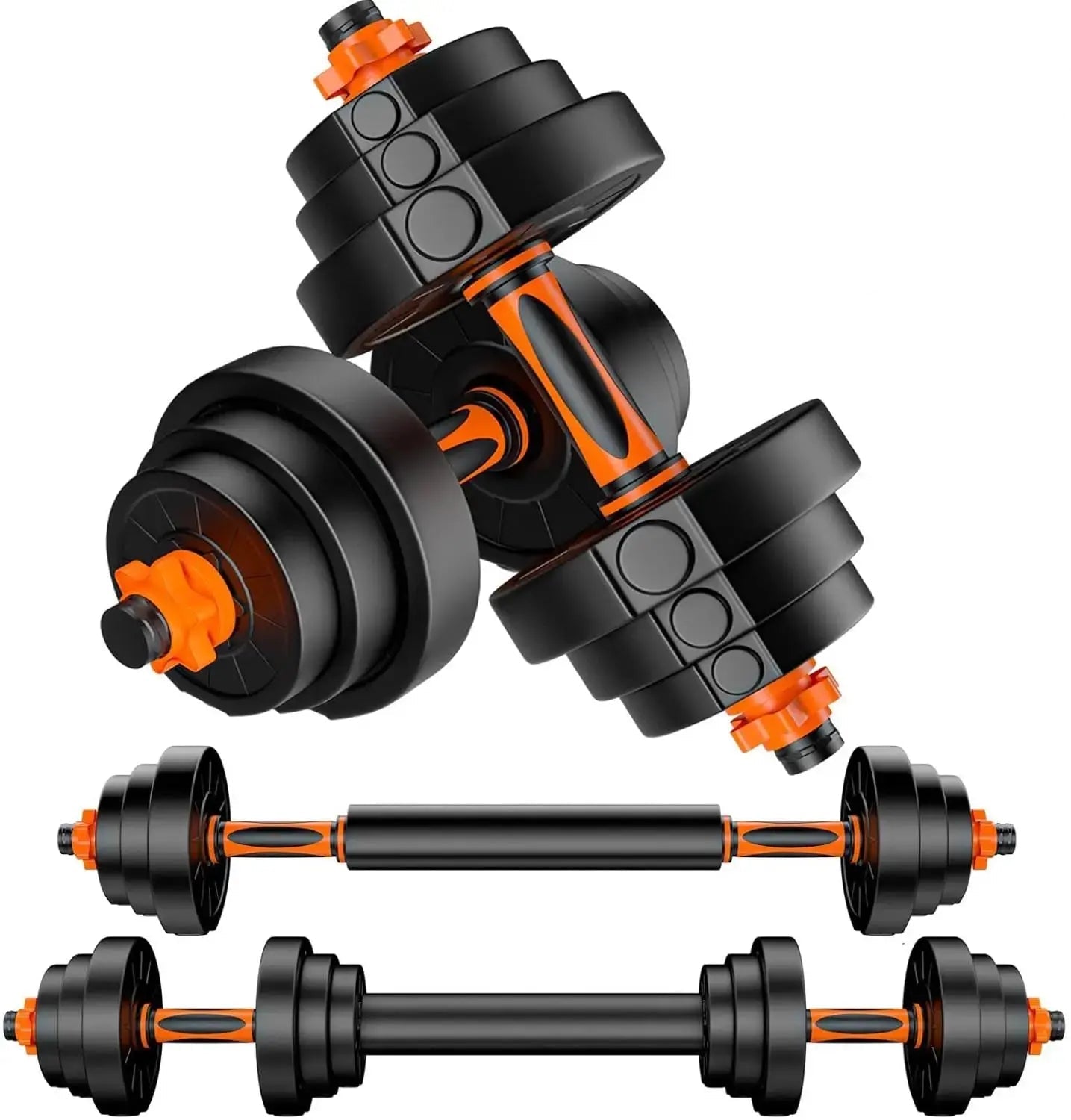Adjustable dumbbell set (9kg, 10kg, 20kg) with connecting bar, barbell set for home gym, suitable for men & women's body trainin Ethics-Sports