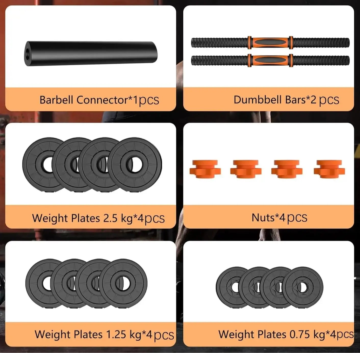 Adjustable dumbbell set (9kg, 10kg, 20kg) with connecting bar, barbell set for home gym, suitable for men & women's body trainin Ethics-Sports