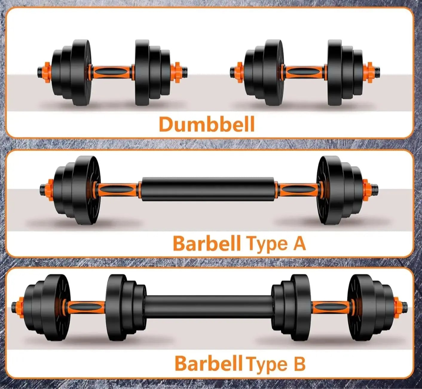 Adjustable dumbbell set (9kg, 10kg, 20kg) with connecting bar, barbell set for home gym, suitable for men & women's body trainin Ethics-Sports