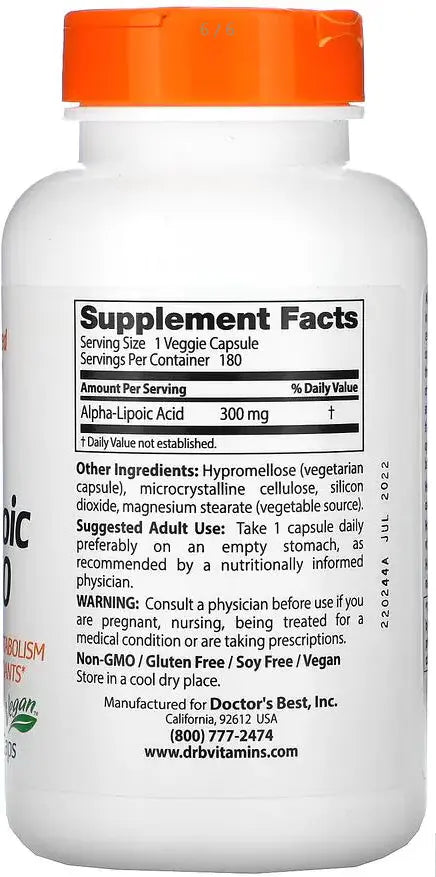 Doctor's Best Alpha Lipoic Acid    VEGAN Metasport