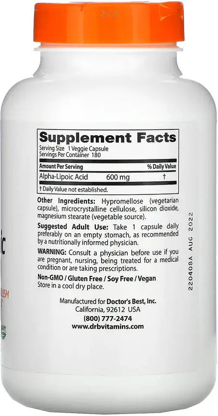 Doctor's Best Alpha Lipoic Acid    VEGAN Metasport