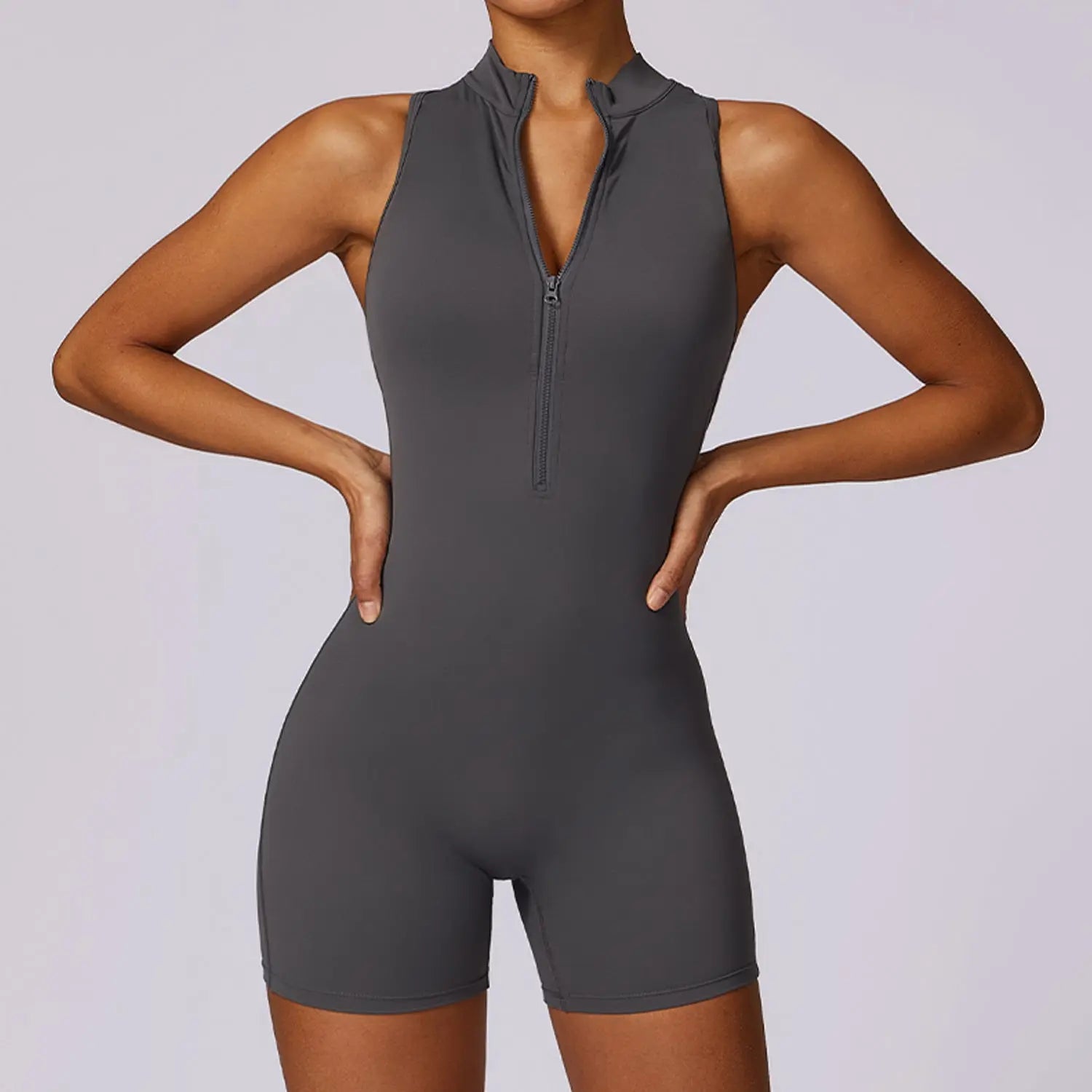 Fitness Yoga Jumpsuit With Zipper Summer Backless Shorts Jumpsuit Bodysuit For Women Clothing Metasport