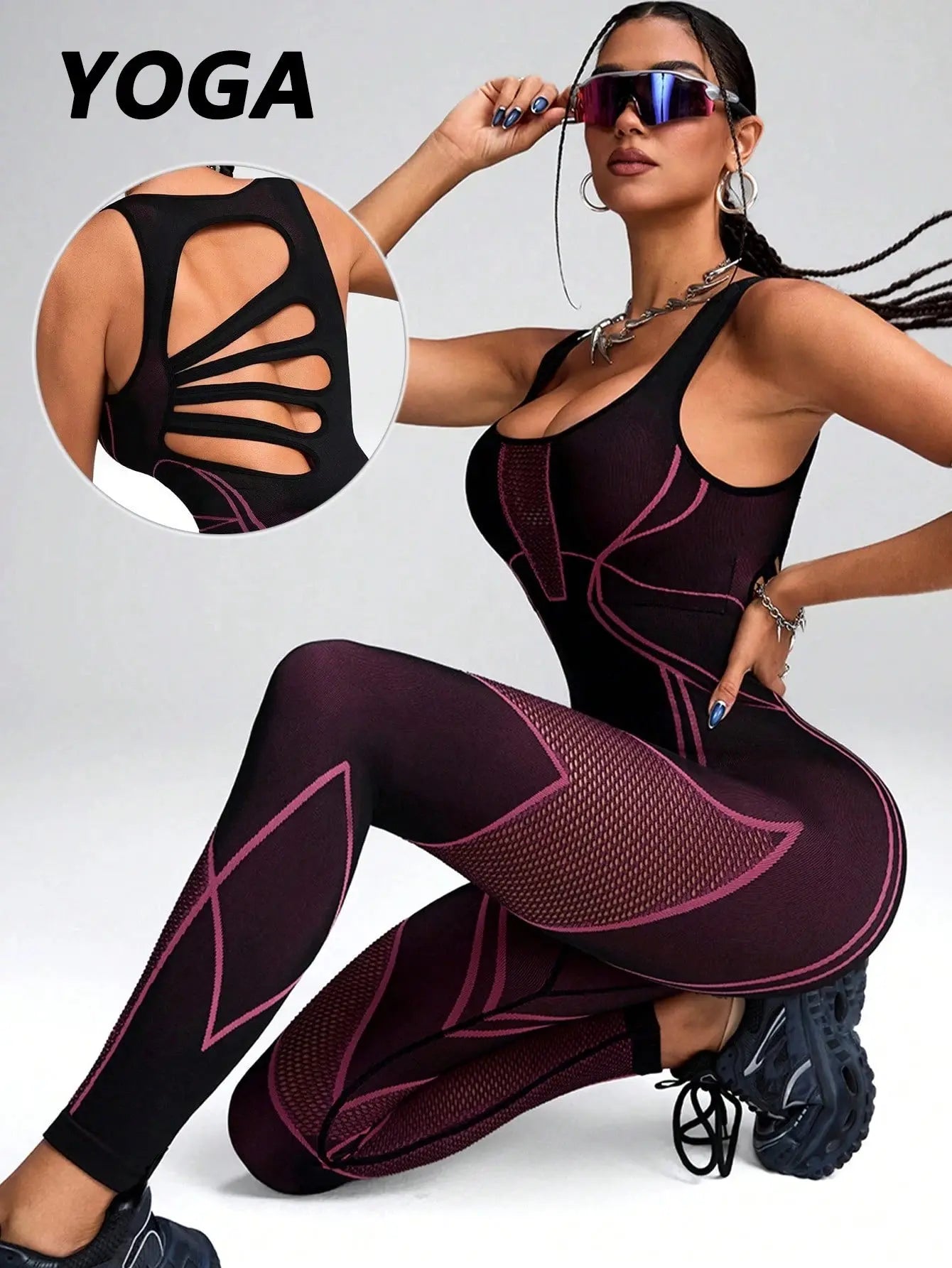 Frauen Sport Yoga Overall Freizeit Fitness Yoga Overall Yoga Trainingsanzug Fitness Overall Spleißen Farbe Modisch Ethics Sports