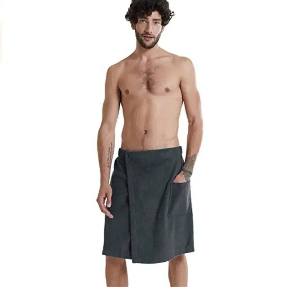 Men Soft Wearable Bath Towel with Pocket Bathrobes Shower Wrap Sauna Gym Swimming Holiday Spa Bath Beach Towel Toalla De Playa Ethics-Sports