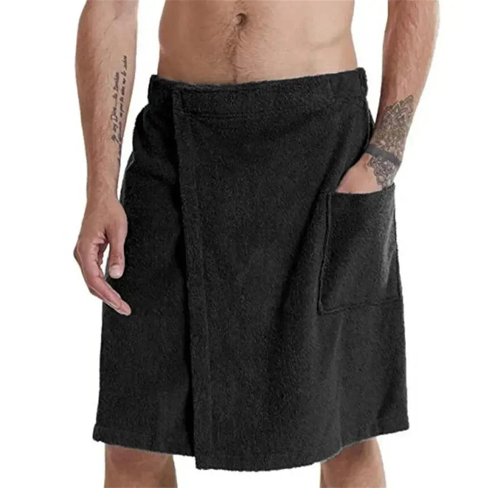 Men Soft Wearable Bath Towel with Pocket Bathrobes Shower Wrap Sauna Gym Swimming Holiday Spa Bath Beach Towel Toalla De Playa Ethics-Sports