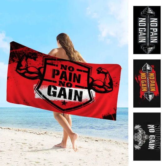 No Pain No Gain GYM Towel Microfiber Beach Towel Absorbent Quick dry Soft Yoga Swimming Resort Mountain Climbing Towel Ethics-Sports