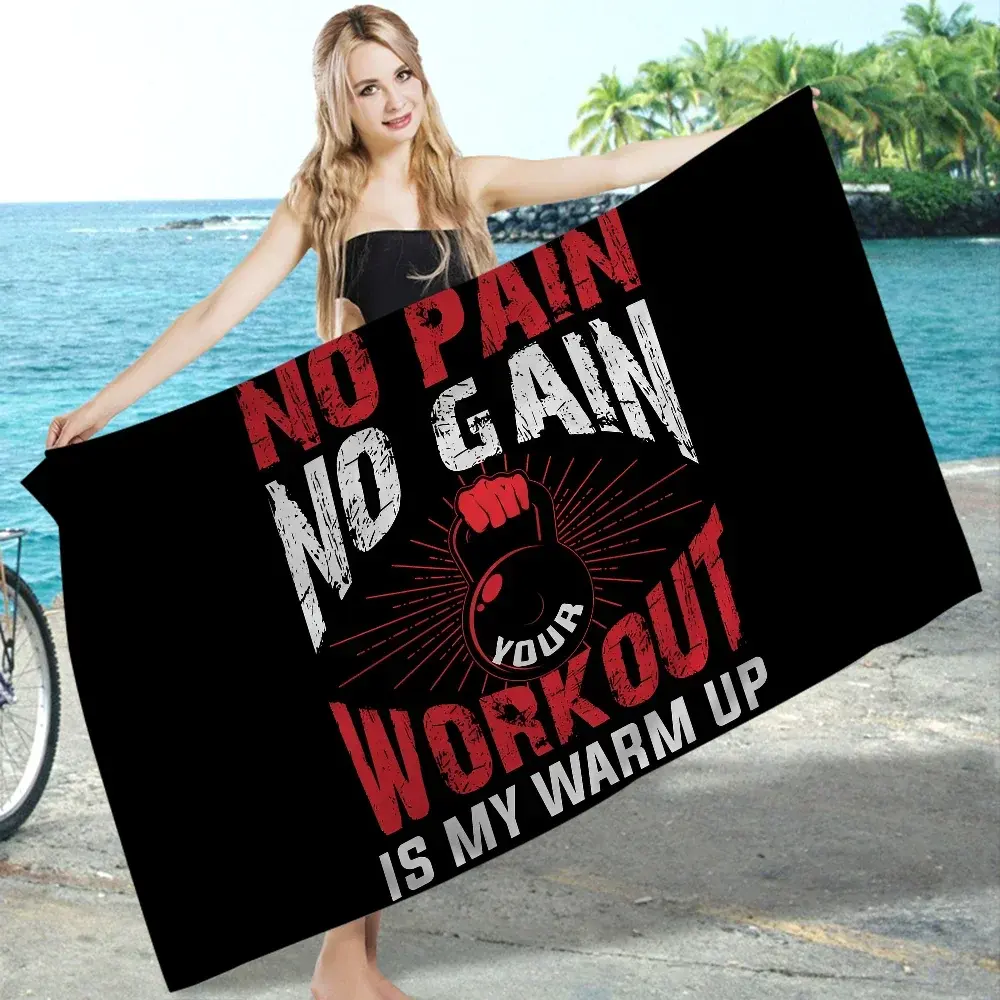 No Pain No Gain GYM Towel Microfiber Beach Towel Absorbent Quick dry Soft Yoga Swimming Resort Mountain Climbing Towel Ethics-Sports