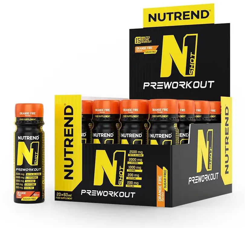 Nutrend N1 Shot Pre-Workout, 20 × 60 ml Fläschchen , verschiedene Geschmacksrichtungen Metasport