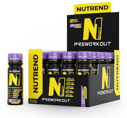 Nutrend N1 Shot Pre-Workout, 20 × 60 ml Fläschchen , verschiedene Geschmacksrichtungen Metasport