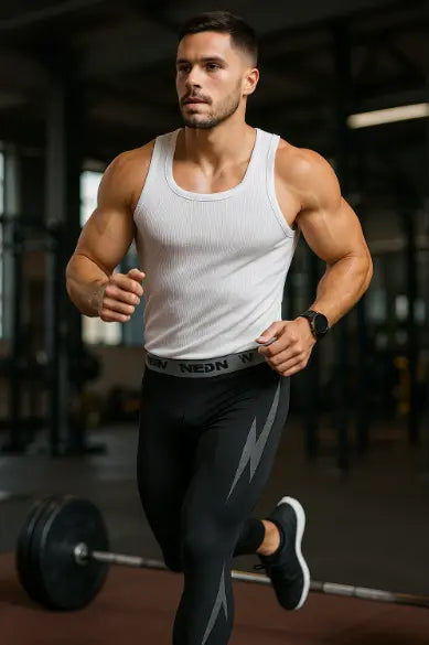 POWER-LEGGINGS Bodybuilding 3/4 Leggings mit Lightning Design / Quick Dry / Kompression Ethics-Sports