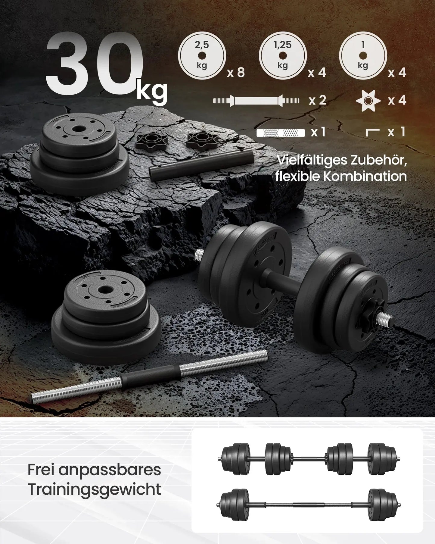SONGMICS 2-in-1 dumbbell 2x10/15 kg dumbbell set for home, 1 pair Ethics-Sports