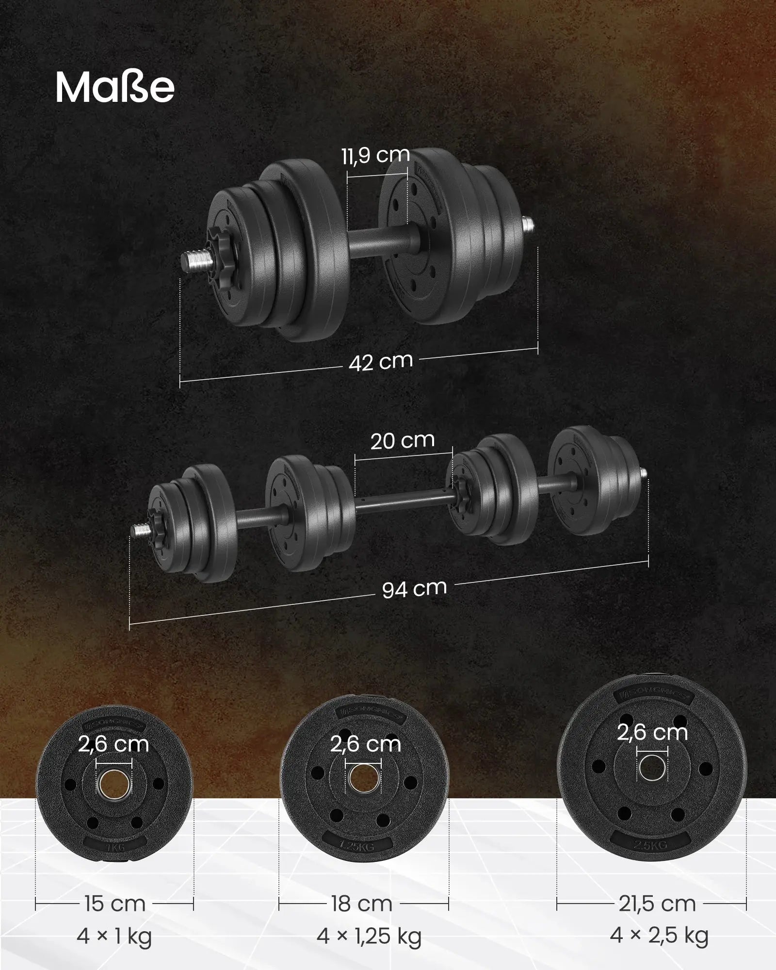 SONGMICS 2-in-1 dumbbell 2x10 kg dumbbell set for home, 1 pair Ethics-Sports