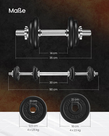 SONGMICS Dumbbell Set Short dumbbells Set 2 Adjustable Weight 20/30 kg Ethics-Sports