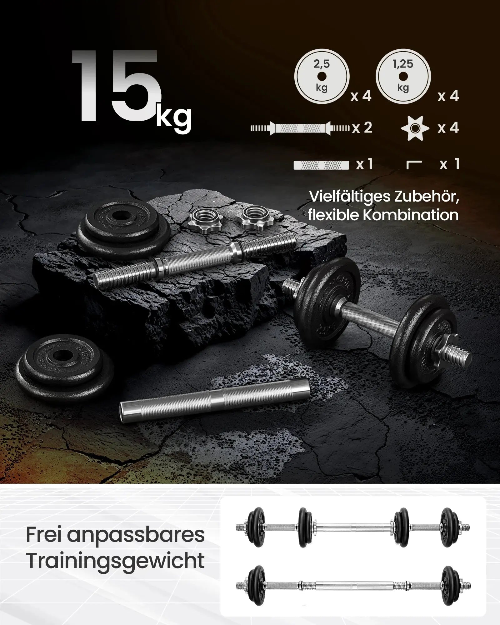 SONGMICS Dumbbell Set Short dumbbells Set 2 Adjustable Weight 20/30 kg Ethics-Sports