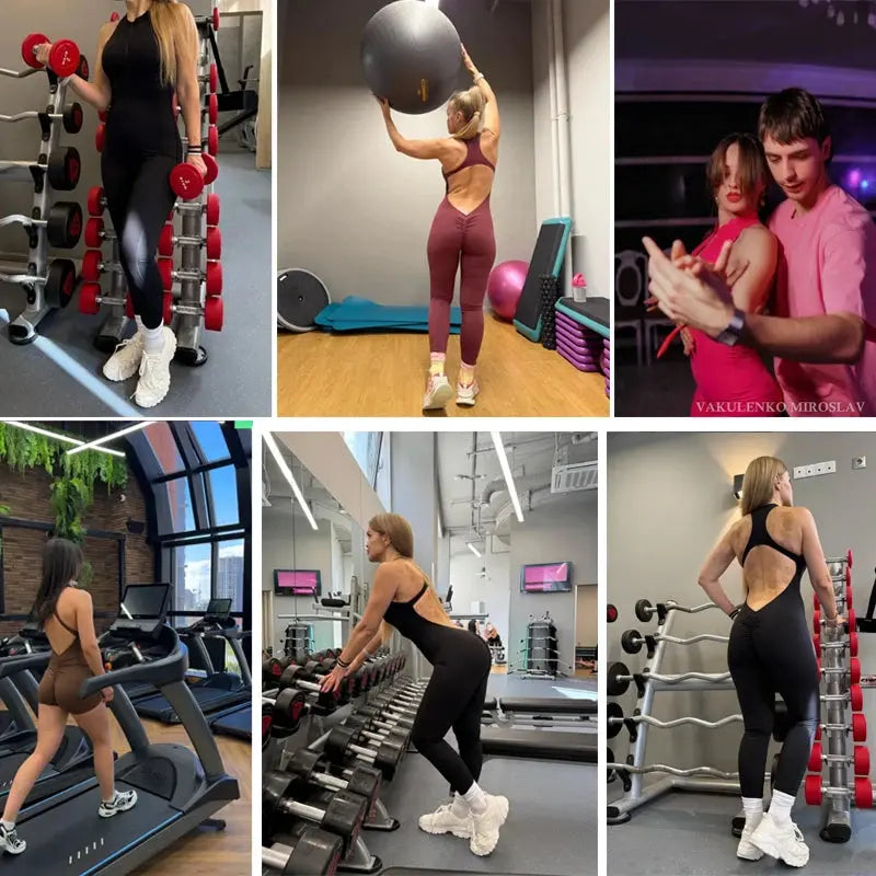 Scrunch Gym Jumpsuit Damen Fitnessanzug Kurze Sets Sportoverall für Damen Trainingsanzug Yoga Kleidung Reißverschluss Workout Sportbekleidung Ethics Sports