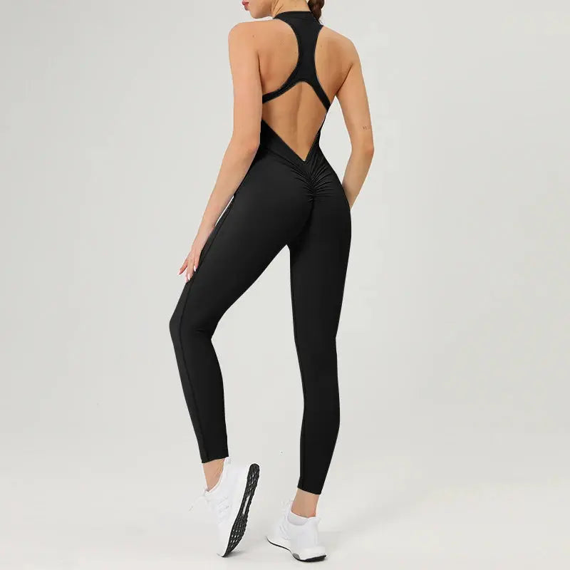 Scrunch Gym Jumpsuit Damen Fitnessanzug Kurze Sets Sportoverall für Damen Trainingsanzug Yoga Kleidung Reißverschluss Workout Sportbekleidung Ethics Sports