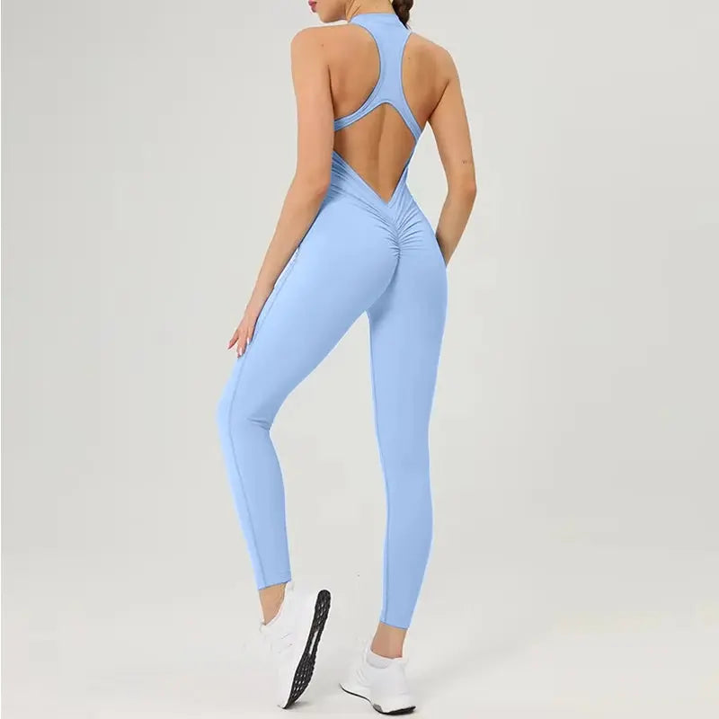 Scrunch Gym Jumpsuit Damen Fitnessanzug Kurze Sets Sportoverall für Damen Trainingsanzug Yoga Kleidung Reißverschluss Workout Sportbekleidung Ethics Sports