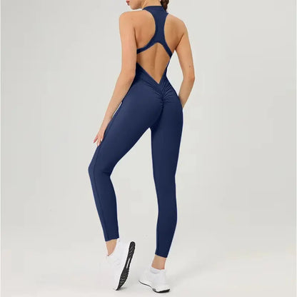 Scrunch Gym Jumpsuit Damen Fitnessanzug Kurze Sets Sportoverall für Damen Trainingsanzug Yoga Kleidung Reißverschluss Workout Sportbekleidung Ethics Sports
