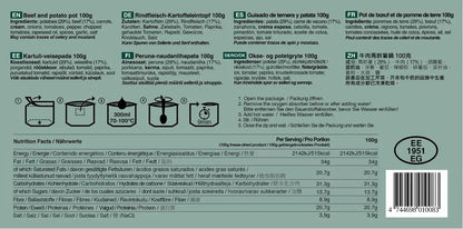 Tactical Foodpack Freeze Dried Meal, 100 g Beutel, Beef & Potato Pot Metasport