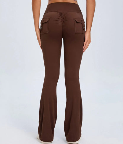 Yoga Fitness Flared Pants With Pockets Ins Fashion Slim High Waist Sports Trousers  Scrunch Butt Booty Workout Lifting Leggings Metasport
