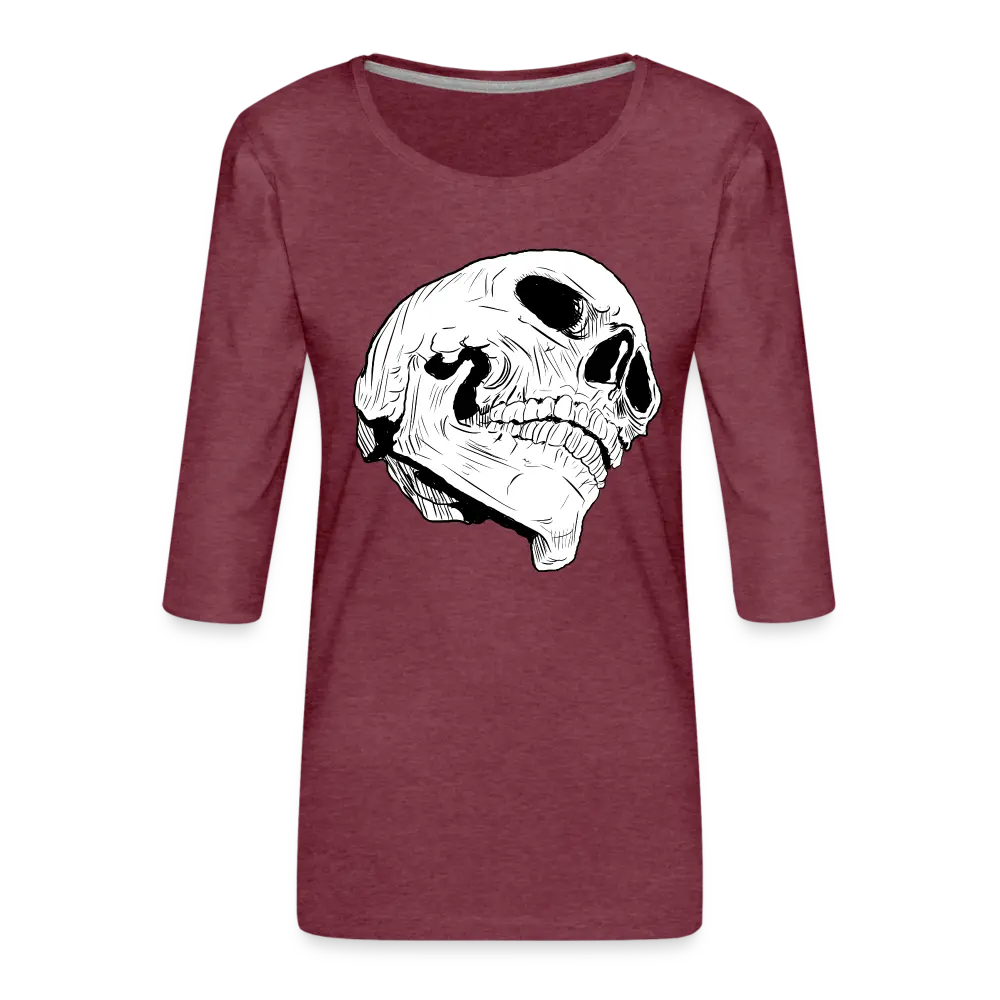 individuelles Frauen Premium 3/4-Arm Shirt - Bordeauxrot meliert