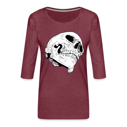 individuelles Frauen Premium 3/4-Arm Shirt - Bordeauxrot meliert