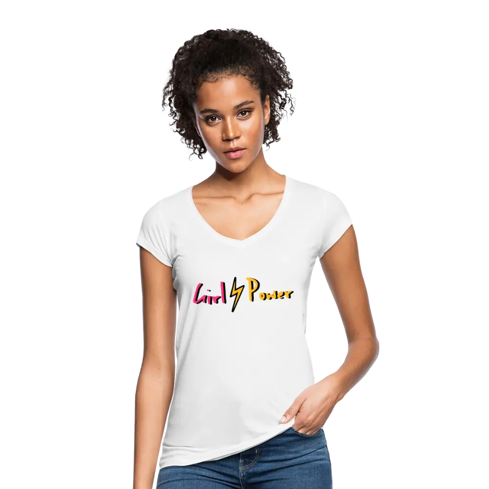 individuelles Frauen Vintage T-Shirt - weiß
