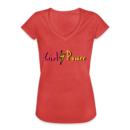 individuelles Frauen Vintage T-Shirt - Rot meliert