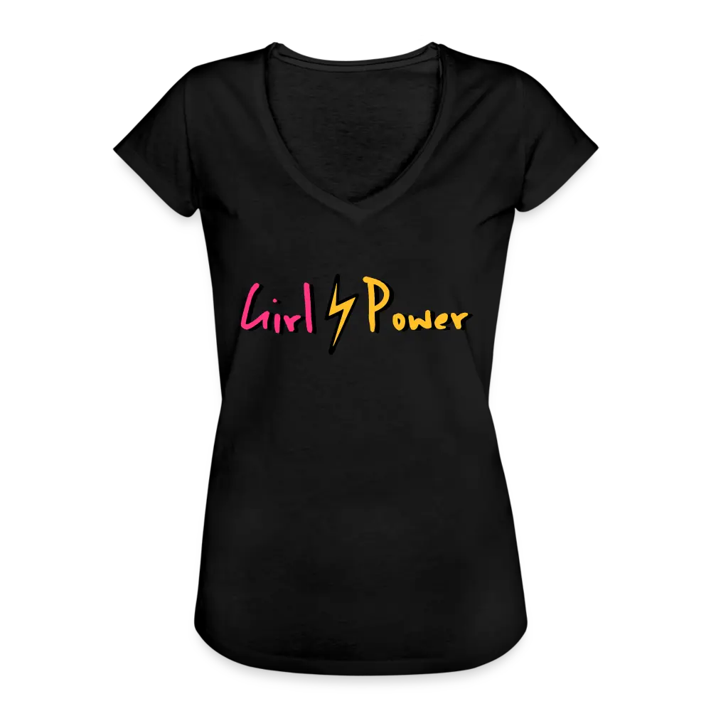individuelles Frauen Vintage T-Shirt - Schwarz